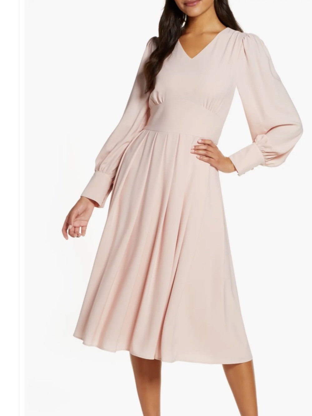 Rachel Parcell Pink Long Sleeve Sstin Midi Dress Size S